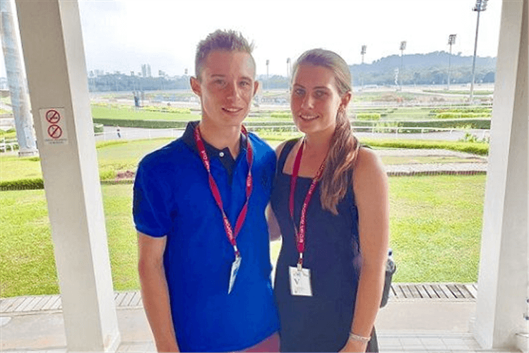 Ryan and Kelsey Munger soak in their new surroundings at Kranji on Thursday (photo by Debbie Hawkins).