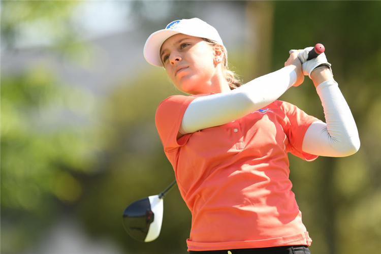 STEPHANIE KYRIACOU of Australia hits her tee shot during the TOYOTA Junior Golf World Cup at the Chukyo Japan.
