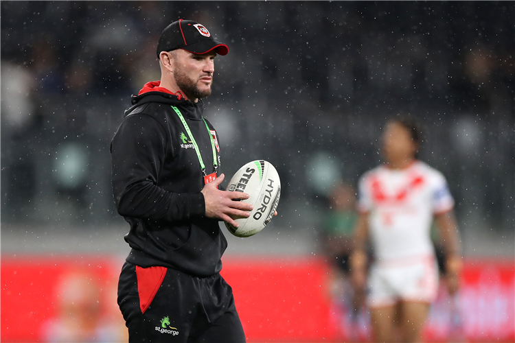 Dragons assistant coach DEAN YOUNG looks on before the NRL match between the Parramatta Eels and the St George Illawarra Dragons at Bankwest Stadium Australia.