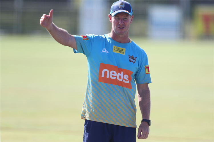 Coach JUSTIN HOLBROOK during a Gold Coast NRL training session at Gold Coast Titans HQ in Gold Coast, Australia.