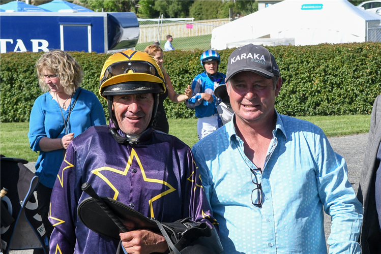 Wingatui trainer Terry Kennedy and long-time friend Chris Johnson

