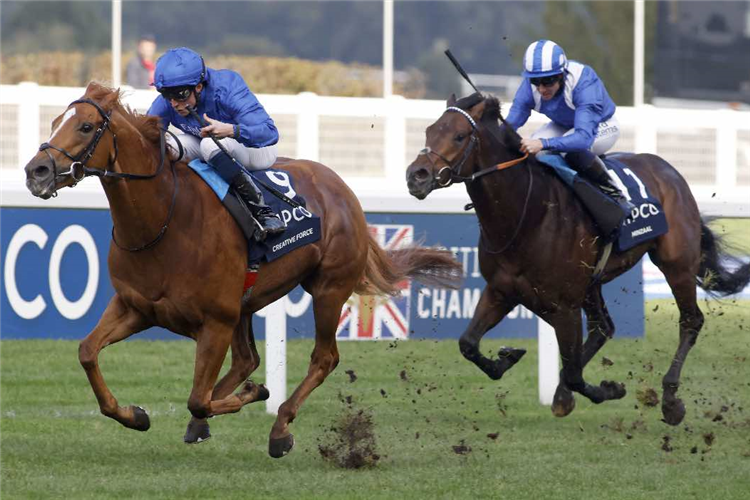 CREATIVE FORCE winning the Qipco British Champions Sprint Stakes (Group 1)