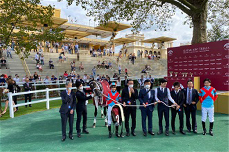 DEEP BOND after winning the Prix Foy at Longchamp in France.