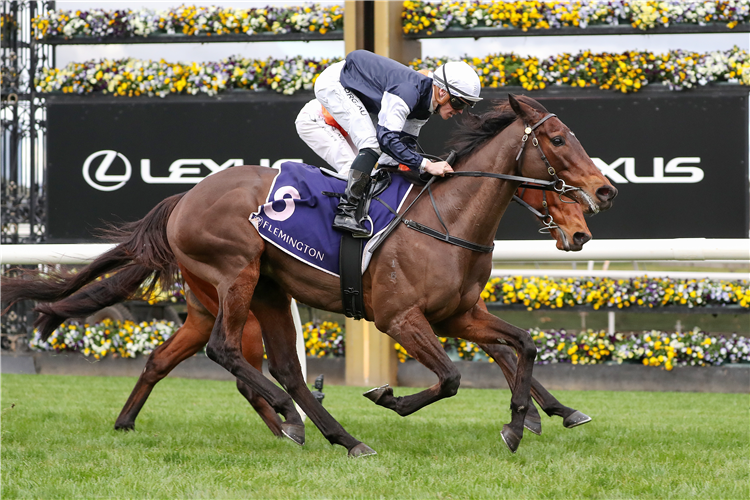 DEGRAVES (white cap) winning the The David Bourke at Flemington in Australia.