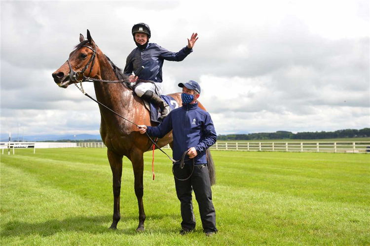 EMPRESS JOSEPHINE and Seamie Heffernan won for trainer Aidan O’Brien pictured with groom Trevor O’Neill after their win.