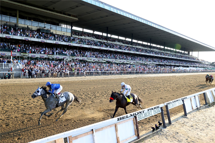 ESSENTIAL QUALITY winning the Belmont Stakes at Belmont Park in Elmont, New York.