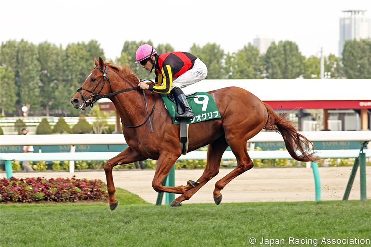 GEOGLYPH winning the Sapporo Nisai Stakes at Sapporo in Japan.