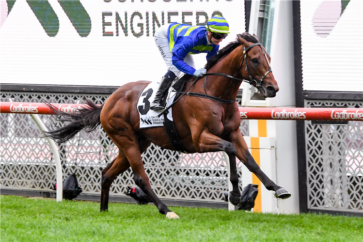 GRANDSLAM winning the Alister Clark Stakes at Moonee Valley in Australia.