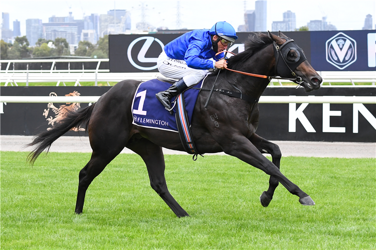 INGRATIATING winning the Talindert Stakes at Flemington in Australia.