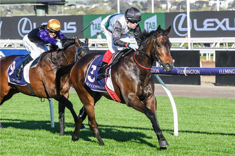 MR BRIGHTSIDE winning the Hanan Displays Mile in Flemington, Australia.