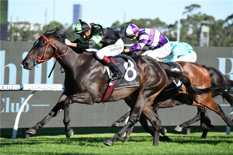 PRIVATE EYE winning the Rosehill Bowling Club (Bm78) at Rosehill in Australia.