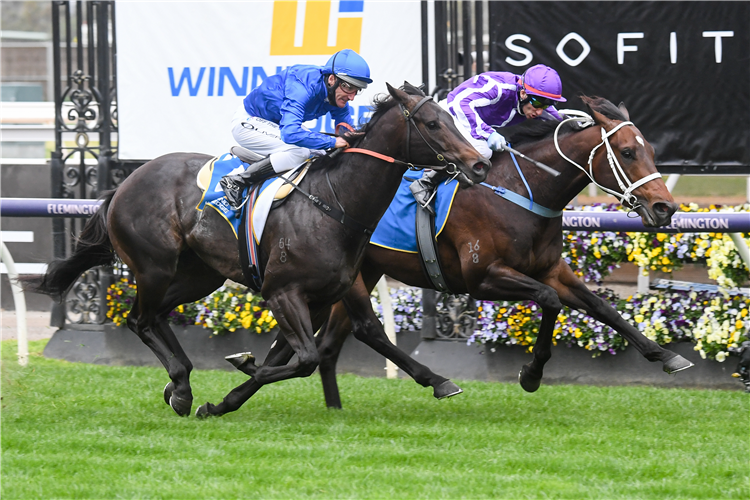 RANCH HAND winning the Poseidon Stakes at Flemington in Australia.