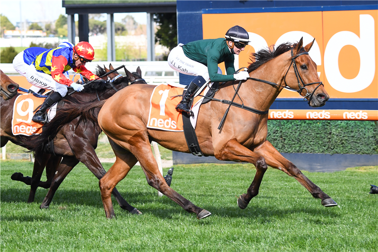 SECOND SLIP winning the Filter Form Handicap at Caulfield in Australia.