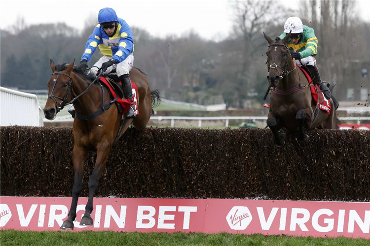 SPORTING JOHN winning the Virgin Bet Scilly Isles Novices' Chase (Grade 1) (GBB Race)