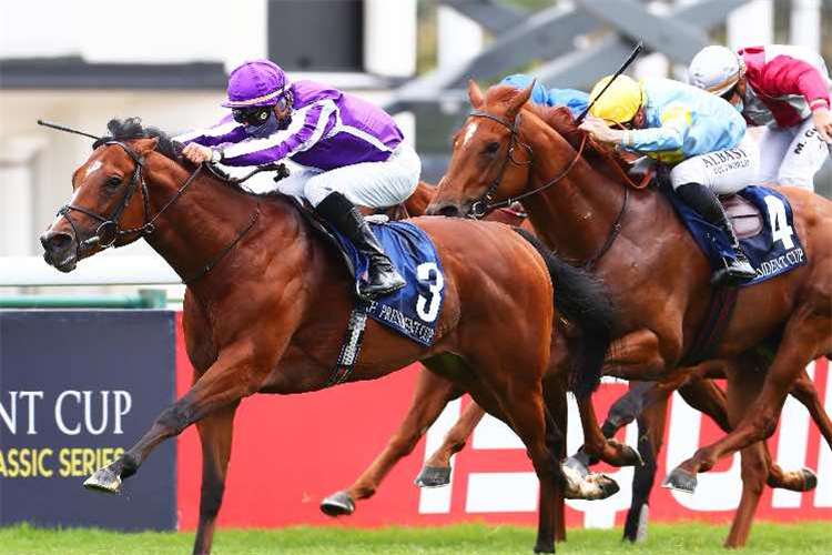 ST MARK'S BASILICA winning the EMIRATES POULE D'ESSAI DES POULAINS