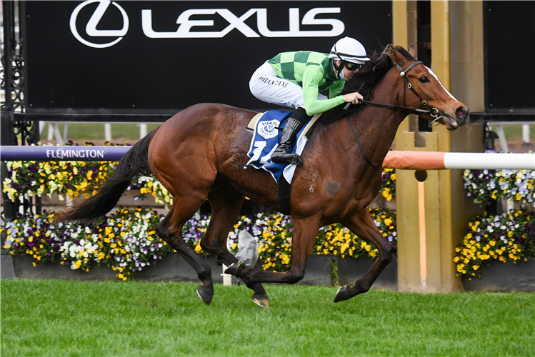 TURAATH winning the Let's Elope Stakes at Flemington in Australia.