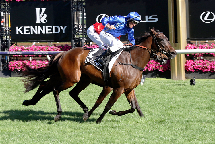 WILLOWY winning the Kennedy Oaks at Flemington in Australia.