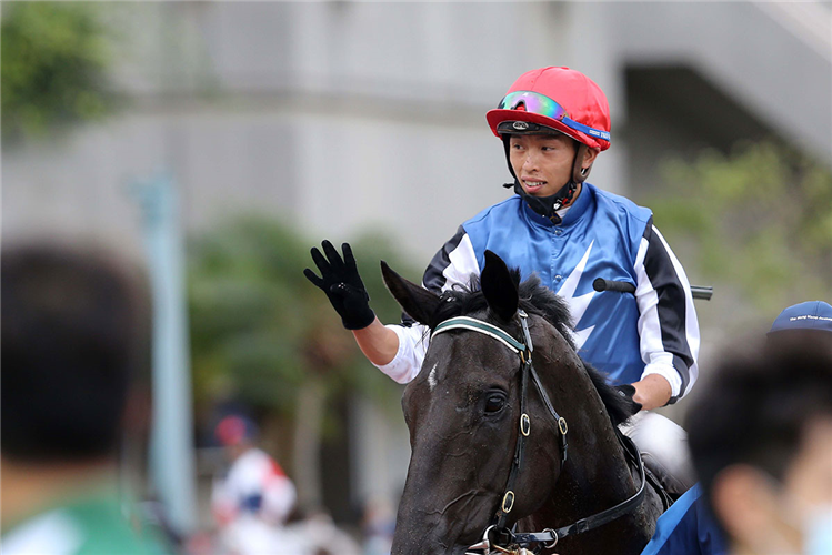 Vincent Ho celebrates a four-timer.