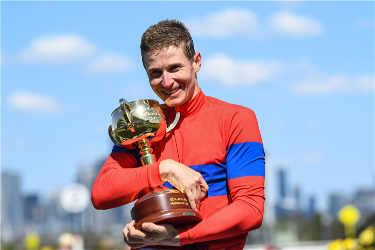 James McDonald after winning the Melbourne Cup on Kiwi mare Verry Elleegant.