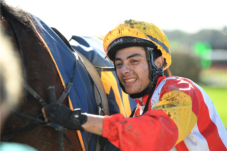 Liam Kauri unsaddles after riding his first career winner