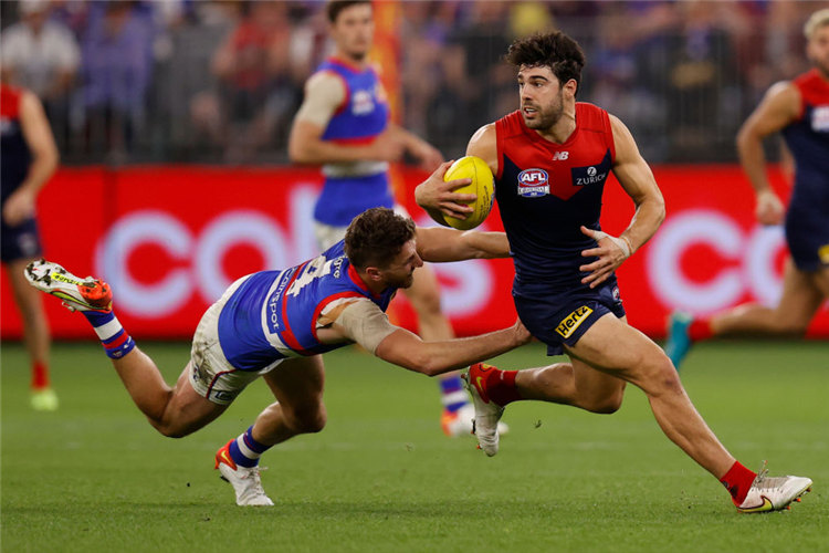 CHRISTIAN PETRACCA of the Demons during the AFL Grand Final match between the Melbourne Demons and the Western Bulldogs at Optus Stadium in Perth, Australia.