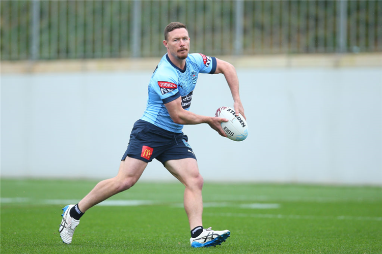 DAMIEN COOK in action during a New South Wales Blues State of Origin training session in Sydney,