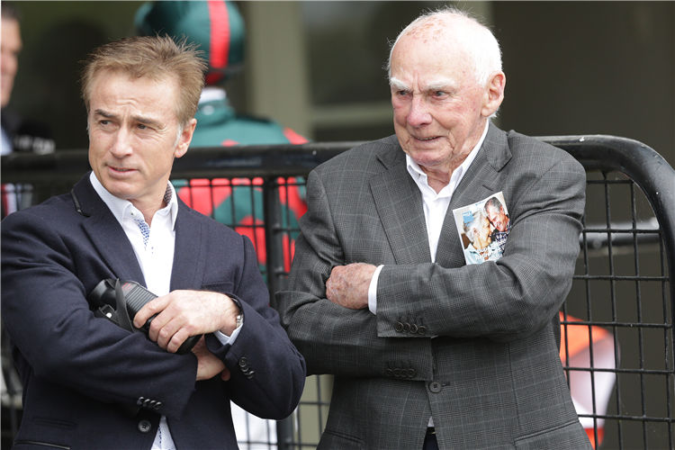 Dave O’Sullivan, with his son Lance, attended his 60th consecutive National Yearling Sale at Karaka this week.