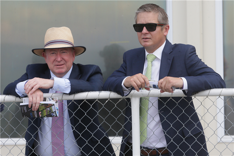 New Zealand Thoroughbred Racing Chief Executive Bernard Saundry (left) with trainer Stephen Marsh