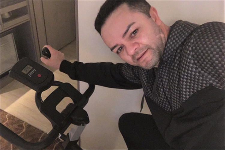 Manoel Nunes has an exercise bike in his hotel room to keep him fit