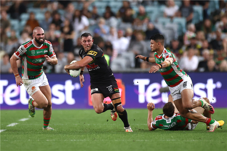 KURT CAPEWELL of the Panthers makes a break during the NRL Preliminary between the Penrith Panthers and the South Sydney Rabbitohs at Sydney, Australia.