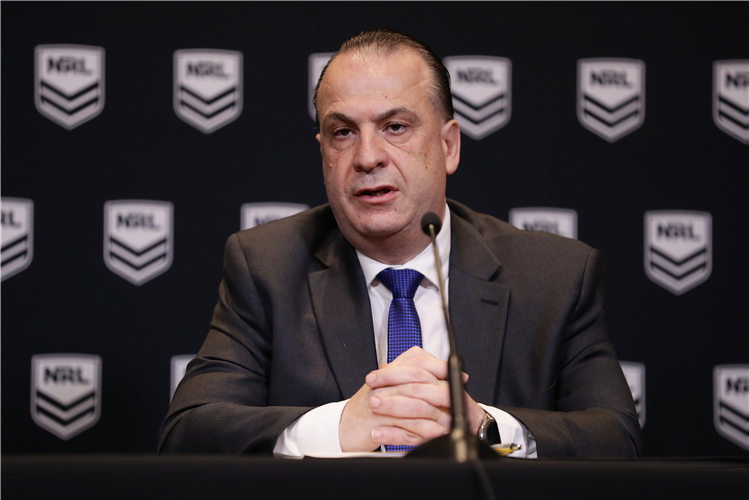 Australian Rugby League Commission Chairman PETER V'LANDYS speaks to the media during a NRL press conference at Sydney, Australia.