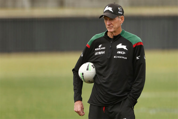 WAYNE BENNETT, coach of the Rabbitohs, looks on during a South Sydney Rabbitohs NRL training session at Redfern Oval in Sydney, Australia.