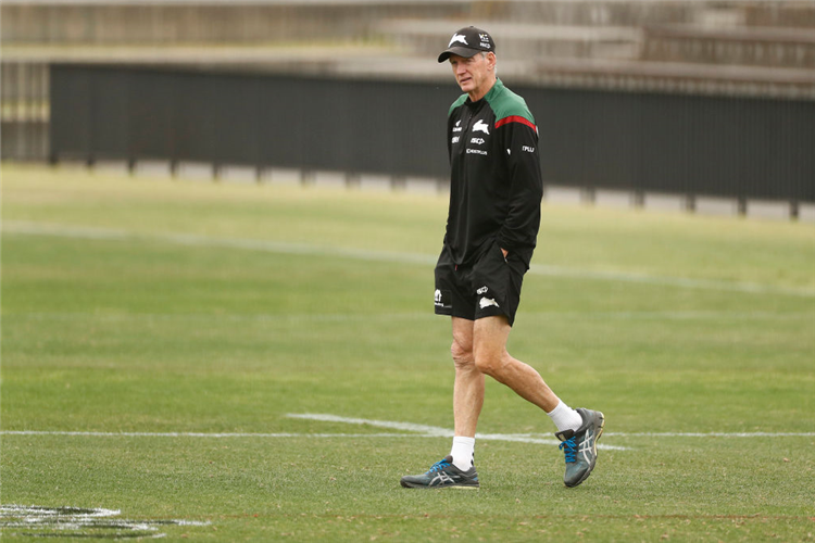 WAYNE BENNETT, coach of the Rabbitohs, looks on during a South Sydney Rabbitohs NRL training session at Redfern Oval in Sydney, Australia.