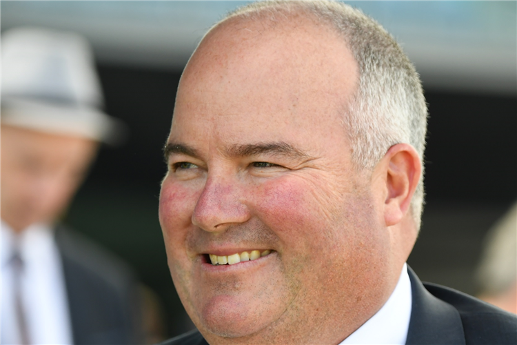 Trainer : BRAD WIDDUP after winning the Fujitsu General Wenona Girl at Randwick in Australia.