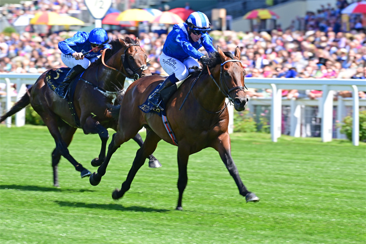 BAAEED winning the Queen Anne Stakes at Royal Ascot in England.