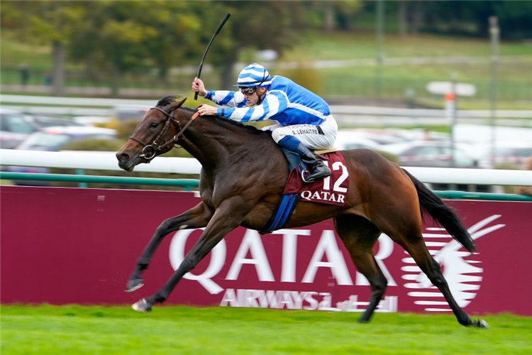 BLUE ROSE CEN winning the Prix Marcel Boussac at Hippodrome de ParisLongchamp in Paris, France.