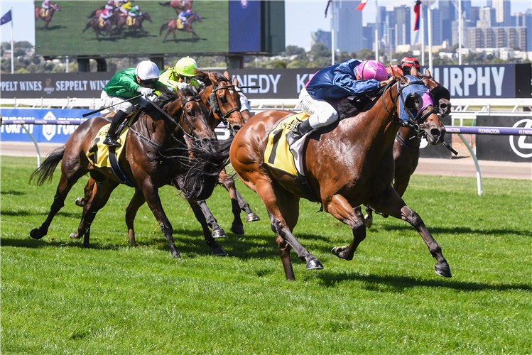 EXPRESS PASS winning the Vobis Gold Comet at Flemington in Australia.