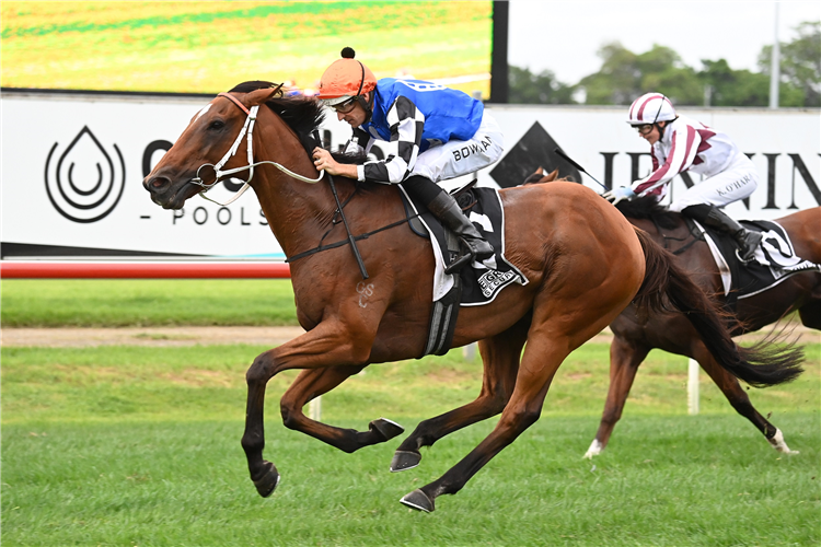 GEM SONG winning the Egroup Security Star Kingdom at Newcastle in Australia.