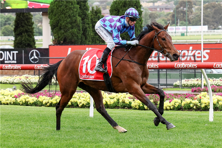 JENNILALA winning the Ladbrokes Mates Mode Plate at Moonee Valley in Moonee Ponds, Australia.