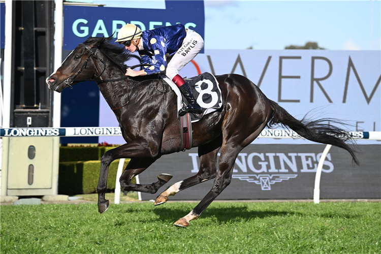 KIBOU winning the Bowermans Up And Coming Stakes at Rosehill in Australia.