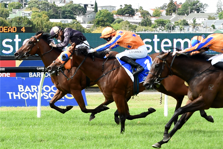 LICKETY SPLIT (inner) winning the Sistema Stakes