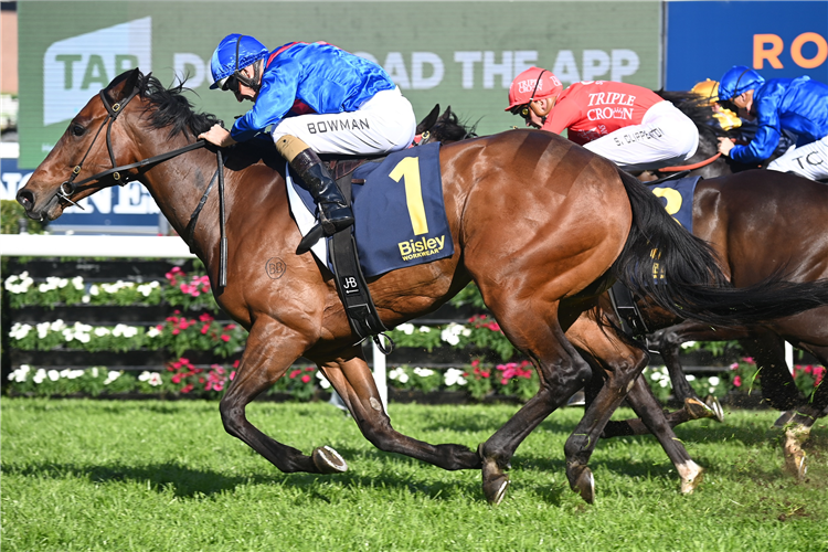 LOST AND RUNNING winning the BISLEY WORKWEAR PREMIERE STAKES at Randwick in Australia.