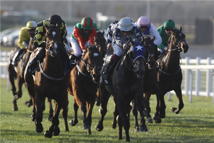 Mogwli (third right) ridden by jockey Nathan Crosse on their way to winning the TRI Equestrian Handicap at the Curragh racecourse.