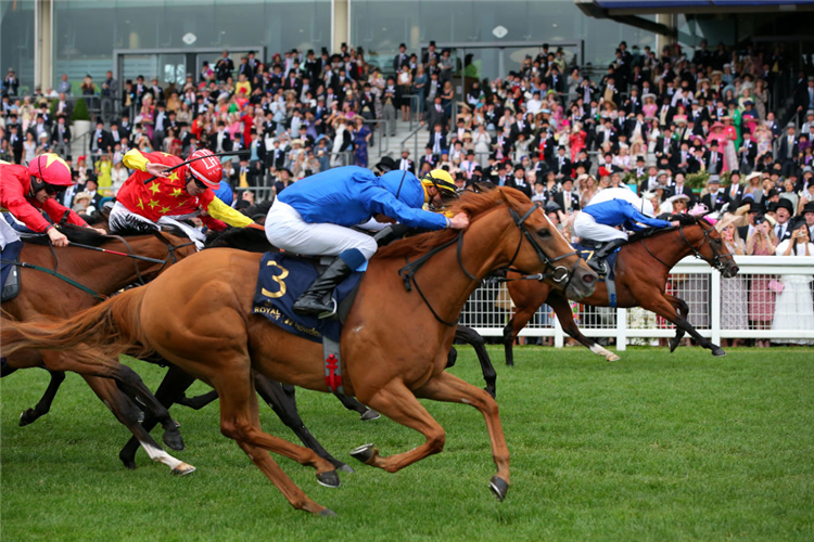 NAVAL CROWN winning the Platinum Jubilee Stakes at Royal Ascot in England.