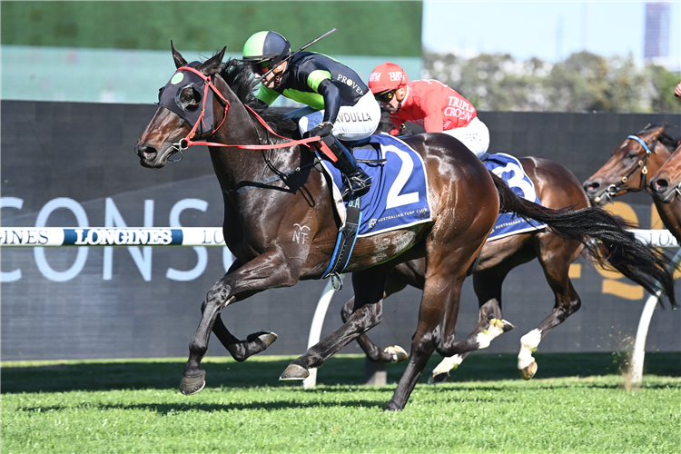 PRIVATE EYE winning the NATURE STRIP STAKES at Rosehill in Australia.
