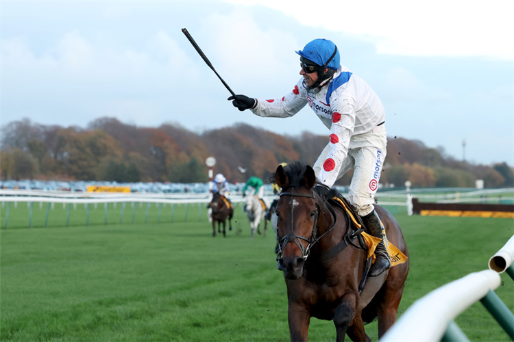 Protektorat and Harry Skelton after winning The Betfair Chase for trainer Dan Skelton.