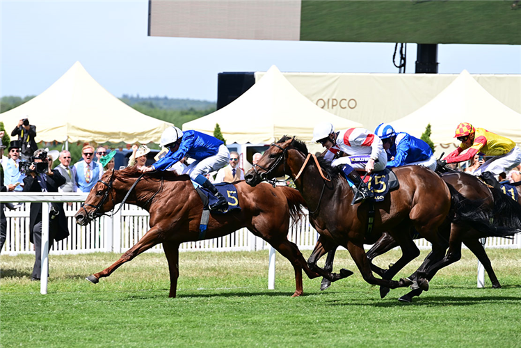 SECRET STATE winning the King George V Stakes at Royal Ascot in England.
