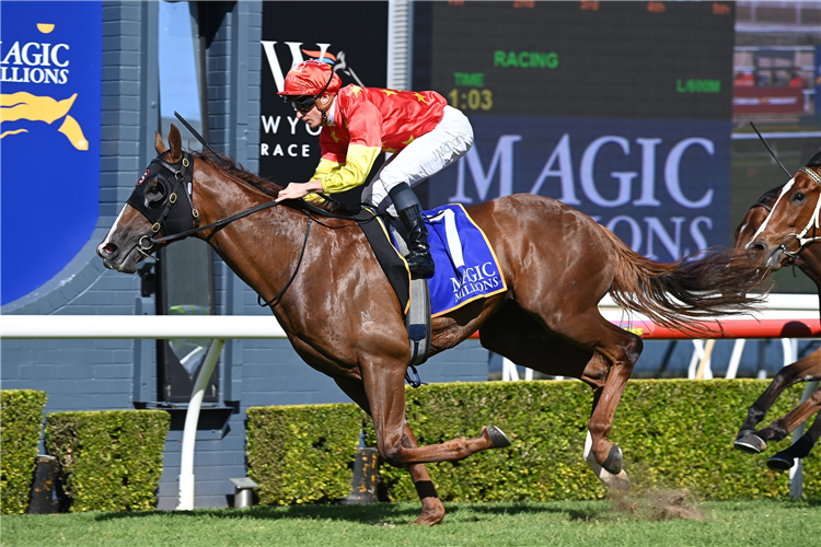 SOVEREIGN FUND winning the MAGIC MILLIONS WYONG 2YO CLASSIC at Wyong in Australia.