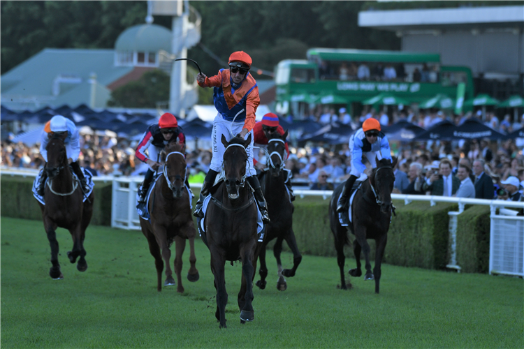 THINK IT OVER winning the Longines Queen Elizabeth Stks at Randwick in Australia.