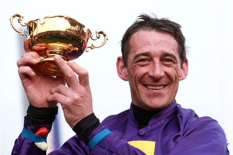 Jockey : Davy Russell with the Gold Cup